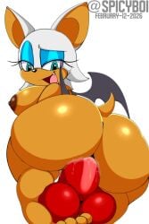 1girls anthro areolae ass ass_focus bat breasts dated dildo dildo_in_pussy eyeshadow feet female female_only furry huge_ass large_breasts lipstick looking_back nipples nude open_mouth rouge_the_bat sega smile sonic_(series) sonic_the_hedgehog_(series) spicyboi tagme tail tan_skin teal_eyes twitter_username white_background white_fur wings