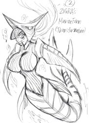 airride big_breasts female fish_tail gamera_(series) humanization kaiju monster_girl solo solo_female tail zigra