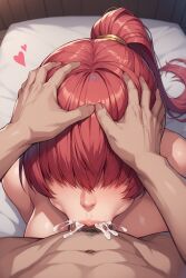 1girls ai_generated big_breasts blowjob cum cum_in_mouth fellatio huge_breasts king_of_fighters light-skinned_female light_skin oral pale-skinned_female pale_skin ponytail pov pov_hands shermie_(kof) thick uwu13_ai voluptuous voluptuous_female