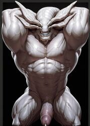 1boy ai_generated bara barazoku cock cum drvlar gay jujutsu_kaisen mahoraga_(jujutsu_kaisen) male male_focus male_only monster muscular muscular_male penis smug solo yaoi