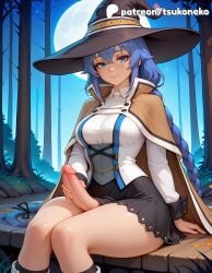 1futa 2026 ai_assisted ai_generated anime artist_name bare_tree blue_hair braid cape cock dick erection explicit forest futanari hat hi_res high_quality high_resolution highres jobless_reincarnation large_penis long_hair mushoku_tensei mushoku_tensei:_isekai_ittara_honki_dasu nature night night_sky patreon patreon_username penis roxy_migurdia single_braid sitting sky smile stable_diffusion tsukoneko watermark window witch_hat