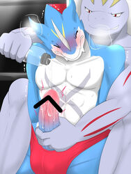 crossover digimon exveemon gay machoke male_only nintendo pokemon pokemon_(species) tag tsubasa1110 video_games wrestling yaoi