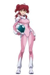 ai_generated female_villain freckles freckles_on_face ginger ginger_female ginger_hair gundam gundam_00 hair_between_eyes hazel_eyes helmet helmet_removed large_breasts mecha_pilot_suit mobile_suit_gundam nena_trinity pilot_suit tagme twintails twintails_(hairstyle) villainess yellow-eyed_female yellow_eyes