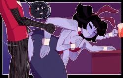 absurd_res alcohol animal_humanoid anthro arachnid arachnid_humanoid arthropod arthropod_humanoid ascended_cake beer beverage bunny_costume clothed clothing costume cult_of_the_lamb don't_starve duo fake_ears fake_rabbit_ears female freckles hi_res humanoid klei_entertainment male male/female massive_monster_(studio) muffet multi_eye red_clothing red_shirt red_topwear shirt skimpy spider thrusting topwear undertale undertale_(series) webber