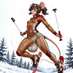 1futa ai_generated anthro balls big_balls big_penis breasts brown_fur brown_hair bulge bulge_through_clothing bulge_under_clothes furry futa_only futanari goggles huge_balls huge_bulge huge_cock long_hair motion_lines mouse mouse_ears mouse_tail oc original_character penis penis_bulge penny_(velix5) ponytail ski_goggles skiing skinny skinny_futa skintight_clothing small_breasts small_but_hung smile smiling snow solo_futa sports sportswear velix5 winter