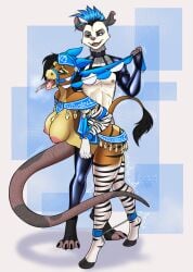 absurd_res american_opossum anthro asinus black_hair blackblood-queen blue_hair bondage bound breasts bridle clothing duo equid equine female fur hair hi_res hooves horse hybrid kalus male male/female mammal marsupial nipples petplay ponyplay roleplay simple_background smile submissive tail virginia_opossum zebra zebroid zoey_(brushfire) zonkey