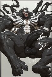 1boy ai_generated bara barazoku cock cum drvlar gay male male_focus male_only marvel marvel_comics marvel_rivals monster muscular muscular_male penis solo venom venom_(marvel) venom_(marvel_rivals) yaoi