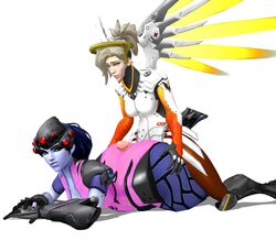 2girls 3d angry ass big_ass blonde_hair buttjob curvy futa_on_female futanari high_heels huge_ass hyper intersex large_penis mercy overwatch purple_hair widowmaker xnalara xps yuri