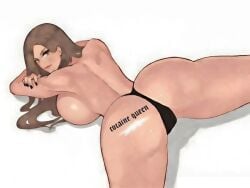 ai_assisted ass ass_focus big_ass big_breasts black_thong brown_hair brunette brunette_hair cocaine cocaine_line cocaine_on_ass curvy dayra_chavez drugs female from_behind from_side huge_ass long_hair looking_at_viewer looking_back lying lying_on_stomach monadrito on_stomach original_character painted_nails panties partial_nude prone seductive seductive_smile sideboob smile solo solo_female tagme tattoo tattoo_on_butt thick_thighs thong topless wide_hips