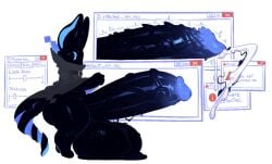 anthro ass balls balls_on_ground bat big_balls big_butt big_penis black_balls black_body black_penis blu3j3ans blue_penis_tip bodily_fluids cloak clothed clothing computer_virus_(program) corruption cum digital_creature ejaculation genital_fluids genitals huge_cock hyper hyper_genitalia hyper_penis looking_at_viewer male mammal orgasm partially_clothed penis saggy_balls side_eye small_but_hung smooth_skin solo sperm_cell spiked_penis spikes spikes_(anatomy) spiral_tail vein veiny_penis