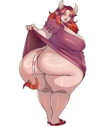 bbw cow_girl dress_lift freckles huge_ass racoomoko red_hair sarah_(brockmana) wink