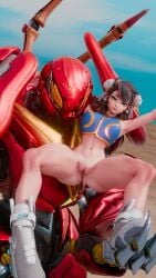 belly_button blue_eyes bottomless bottomless_female chun-li_(cosplay) cosplay exposed_pussy female ichirenn61 marvel marvel_rivals navel peni_parker peni_parker_(marvel_rivals) pussy semi_nude spider-man_(series) stomach thick_thighs thighs toned toned_female vagina