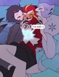 andrealphus_(helluva_boss) bird cloacal_penetration female fluffy spread_legs stolas_(helluva_boss) tagme threesome vassago_(helluva_boss) video