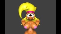 3d 3d_animation 3d_model 3d_render animated anthro anthro_female blonde_hair blonde_hair_female breasts cartoony grey_background no_sound nude nude_female orange_fur pink_nipples smile tagme tagme_(artist) tagme_(character) video