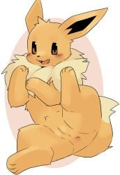 2025 anus arm_tuft black_inner_ear black_nose blush blush_lines brown_body brown_eyes brown_fur brown_tail digital_drawing_(artwork) digital_media_(artwork) dipstick_tail eevee elbow_tuft fangs female female_feral feral fur generation_1_pokemon genitals glistening glistening_eyes hi_res innie_vulva looking_at_viewer markings neck_tuft nintendo open_mouth open_smile paws pink_background pointy_ears pokemon pokemon_(species) prick_ears pu_sukebe quadruped simple_background smile smiling_at_viewer solo tail tail_markings tan_tail_tip tan_tuft teeth tongue tuft vulva white_background