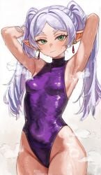 ai_generated armpits elf frieren frieren_beyond_journey's_end leotard plushyplant sexy small_breasts smaller_female sousou_no_frieren white_background