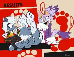 2girls barefoot blaze_the_cat feet feline foot_fetish furry laugh laughing lemur sonic_(series) sonic_forces sonic_the_hedgehog_(series) source_deleted stirrup_legwear tail tangle_the_lemur tears tickling tickling_feet wrapped yogurtpup_(artist)