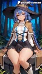 1futa 2026 ai_assisted ai_generated anime artist_name bare_tree blue_hair braid cape explicit forest futanari halloween hat hi_res high_quality high_resolution highres jobless_reincarnation long_hair mushoku_tensei mushoku_tensei:_isekai_ittara_honki_dasu nature night patreon patreon_username penis roxy_migurdia sitting smile solo stable_diffusion tsukoneko watermark witch_hat