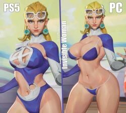 big_breasts bikini female female_only invisible_woman invisible_woman_(azure_shade) invisible_woman_(marvel_rivals) marvel marvel_rivals mod sue_storm thick_thighs