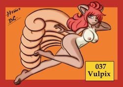 anthro bernardol22 breasts cute female female_only fur furry medium_breasts nude pokemon pokemon_(species) pussy sexy smile solo tails vulpix