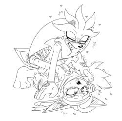 anthro between_legs blush blushing_profusely canid canine canis clothed clothing dominant dominant_male duo eulipotyphlan footwear from_front_position fucked_silly gloves handwear headgear heart_symbol hedgehog hi_res jackal jackal_squad lying male male/male mammal missionary_position monochrome nude_anthro nude_male on_back partially_clothed sega sex shenadical shoes silver_the_hedgehog sonic_(series) sonic_the_hedgehog_(series) tail tail_motion tailwag thrusting tremble_spikes