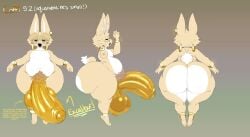 2026 anthro ass balls belly big_balls big_butt big_penis biped black_eyes blush blush_lines canid canine cheek_tuft coffi_(cofficremer) cofficremer directional_arrow ear_piercing ear_ring english_text exclamation_point eyebrows eyelashes facial_tuft fingers fox front_view fur genitals glans gold_penis heart_pupils heart_symbol hi_res huge_butt huge_cock humanoid_genitalia humanoid_penis inner_ear_fluff male mammal model_sheet name_drop nude open_mouth open_smile penis piercing pubes pupils rear_view ring_piercing side_view smile solo standing tail text tuft white_pupils white_sclera