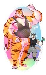 absurd_res alpha_channel anthro balls barazoku betatralk duo epic_games exhibitionism fortnite front_view genitals hi_res male male_anthro male_only oscar_(fortnite) outside penis tralk_rymohr wendell_(fortnite)