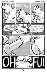 absurd_res animal_genitalia animal_penis anthro canid canine canine_genitalia canine_penis canis comic domestic_cat domestic_dog duo english_text facial_hair felid feline felis fellatio genitals hi_res junipermaxima male male/male mammal onomatopoeia oral penile penis pubes rory_(junipermaxima) sean_(junipermaxima) sex slightly_chubby sound_effects text throbbing throbbing_penis tongue