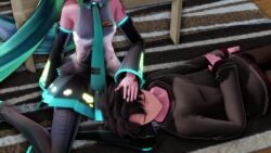 3d 3d_(artwork) 3d_animation big_black_cock blue_eyes blue_hair cheating cheating_female cheating_girlfriend cum handjob hatsune_miku kissing miku_hatsune mikumikudance mmd netorare ntr olive_skin semen semen_on_body sound tagme var0x_39 video