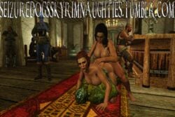 3d argonian bethesda_softworks crossover female male mass_effect miranda_lawson seizuredogsskyrimnaughties sex skyrim tavern the_elder_scrolls threesome uncensored