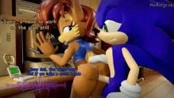 ai_generated animated arched_back bent_over clothed_sex from_behind from_behind_position indoors sally_acorn sex sonic_(series) sonic_the_hedgehog sonic_the_hedgehog_(series) standing_sex
