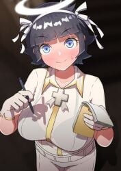 1girls azazel_(helltaker) black_bra bra breast clothing female helltaker shirt tagme