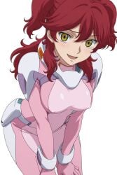 ai_generated female_villain freckles freckles_on_face ginger ginger_female ginger_hair gundam gundam_00 hair_between_eyes hazel_eyes large_breasts mecha_pilot_suit mobile_suit_gundam nena_trinity pilot_suit tagme twintails twintails_(hairstyle) villainess yellow-eyed_female yellow_eyes