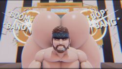 3d_(artwork) 3d_model bandana beard big_ass big_ass_(male) big_booty big_booty_solid_snake big_butt dreams drooling eyes_rolling_back facial_hair gay gold_boombox_(prevence) hyper_ass metal_gear_solid mgsnsfw overexaggerated_anatomy parody solid_snake thick_ass thick_thighs