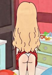 ai ai_art ai_generated ass big_ass big_butt blonde_hair red_dress round_ass round_butt share_my_story white_panties