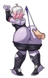 bishon briar_(league_of_legends) handcuffed handcuffs league_of_legends riot_games simple_background tencent wedgie white_hair