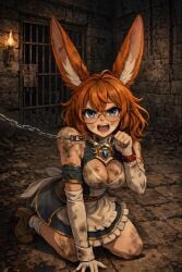1girls ai_assisted ai_generated angry angry_expression angry_face anime anime_style ass aurora_(league_of_legends) beast_kin blue_dress blue_eyes breast_squeeze breasts bunny_ears bunny_girl cell chained chains child_bearing_hips cleavage colored colorful curvaceous curvaceous_ass curvaceous_body curvaceous_female curvaceous_figure curvaceous_hips curvaceous_thighs curvy curvy_body curvy_female curvy_figure curvy_hips curvy_thighs demihuman dirt dismissive dress dungeon fantasy female female_focus grime kneeling league_of_legends leash lock metal metal_collar open_mouth orange_hair prison riot_games shoes slave slave_collar slave_girl socks submissive tears thick thick_hips thick_legs tight_clothing vastaya video_games waifu watery_eyes