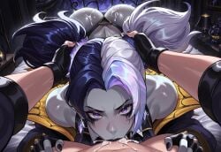ai_generated big_breasts brocolibaron curvy curvy_figure deepthroat fright_night_series fright_night_zeri_prestige_edition irrumatio league_of_legends prestige_skin sexy zeri_(league_of_legends)