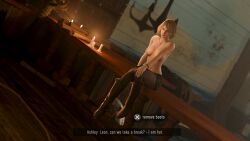 3d 3d_(artwork) 3d_model 3d_render ashley_graham ashley_graham_(ella_freya) blonde_female blonde_hair breasts no_bra resident_evil resident_evil_4 resident_evil_4_remake shirtless stockings