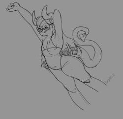 1girls coryhen_(artist) curved_horns demon demon_girl female flat_chest flat_chested no_color self_upload tagme tail updated_coryhen