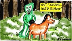 anthro crossen equine furry gumby gumby_(series) male_only pokey_(gumby) pony tagme text text_box zoophilia