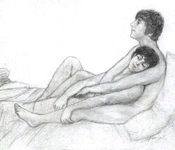 2boys bored_sex feet gay john_lennon male male_only musician naked nude paul_mccartney real_person sleeping the_beatles yaoi