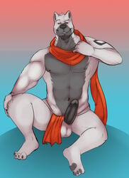 2013 anthro balls canine erection furry horrorbuns male male_only muscles no_humans penis solo wolf