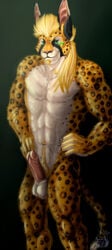 2012 anthro balls cheetah erection feline furry lightdevil male male_only muscles no_humans penis solo