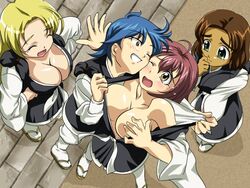 amaenaideyo amanogawa_haruka atouda_yuuko blush breasts cleavage everyone from_above ikuina_sumi nanbu_chitose sanshita tear