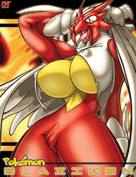 blaziken breasts color female female_only front_view pokemon pokemon_(species) solo species_name tagme