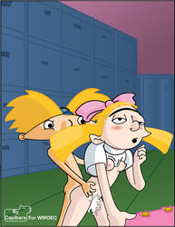 arnold_shortman blonde_hair bottomless capibara helga_pataki hey_arnold! male_focus nickelodeon nipples