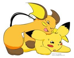 buggery color furry interspecies lando male male_only multiple_males nintendo no_humans pikachu pokemon pokemon_(species) raichu simple_background yaoi