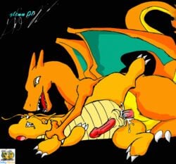 . 2001 animated anthro black_background charizard dragonite furry male_only nintendo pokémon_(species) pokemon pokemon_(species) surfing_charizard