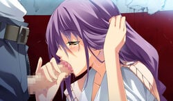 1boy blush censored fellatio female game_cg long_hair oral penis side_view_fellatio tagme